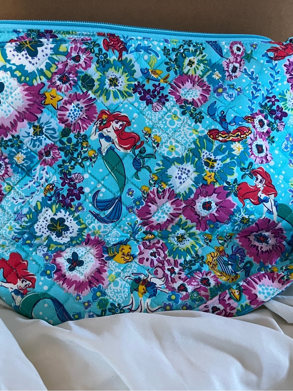 Vera Bradley Quilted Floral Aqua Crossbody Bag - Disney Ariel Print - Picture 2 of 3
